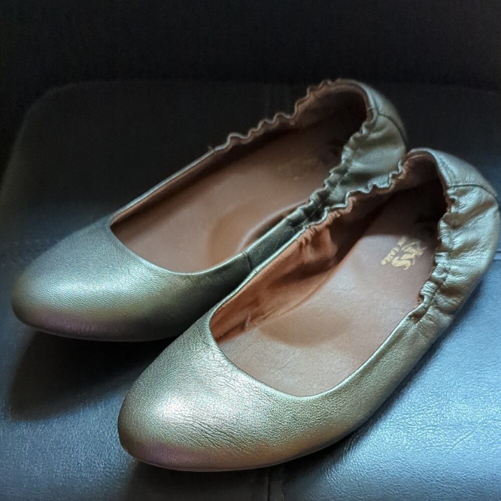 Korks Kork-Ease Julie Metallic Bronze Comfy Stretch Back Fall Ballet Flats Sz 8